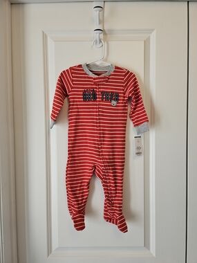 NEW Carter's Red & White Striped 'Little Brother' Footed One-Piece